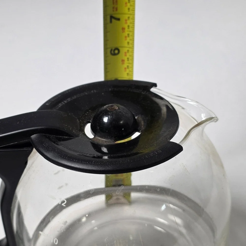 Mr. Coffee Carafe 12 Cup Pot Clear Glass Replacement CM4175T3‎ with Black Lid